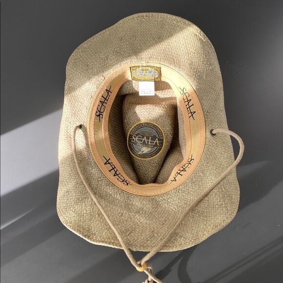 Scala Natural Straw Hat w/ Chin Strap Wired OS Western Outdoor Vacation Casual main image 11